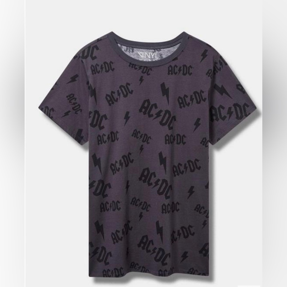 Torrid Acdc Classic Fit Cotton All Over Print Crew Tee Size 2x